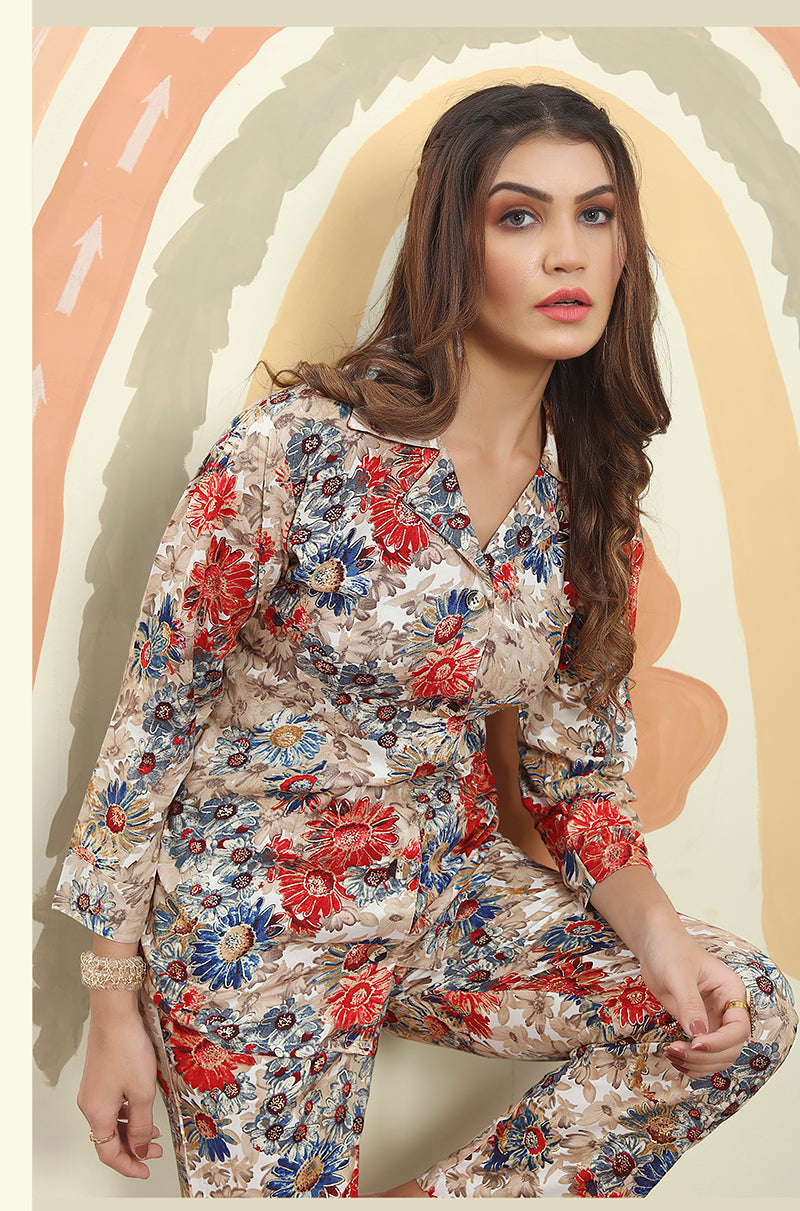 Monjolika Fashion Multicolor Printed Rayon Designer Co Ord Set | Grocsy