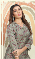 Monjolika Fashion Grey Color Printed Rayon Designer Co Ord Set | Grocsy