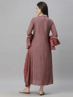 Juniper Women's Pink Silk Printed Flared Dress | Grocsy