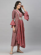 Juniper Women's Pink Silk Printed Flared Dress | Grocsy