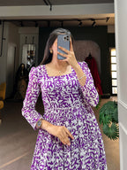 Lorenvalley Purple Georgette Printed Gown | Grocsy