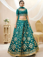 Tulsi Art Spectacular Teal Green Zari Work Art Silk Bridesmaid Lehenga Choli | Grocsy