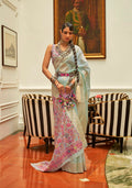 Monjolika Fashion Sky Blue Color Handloom Weaving Silk Work Saree With Blouse | Grocsy