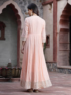 Juniper Women Peach Cotton Solid Flared Dress | Grocsy
