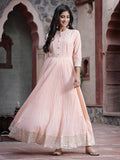 Juniper Women Peach Cotton Solid Flared Dress | Grocsy