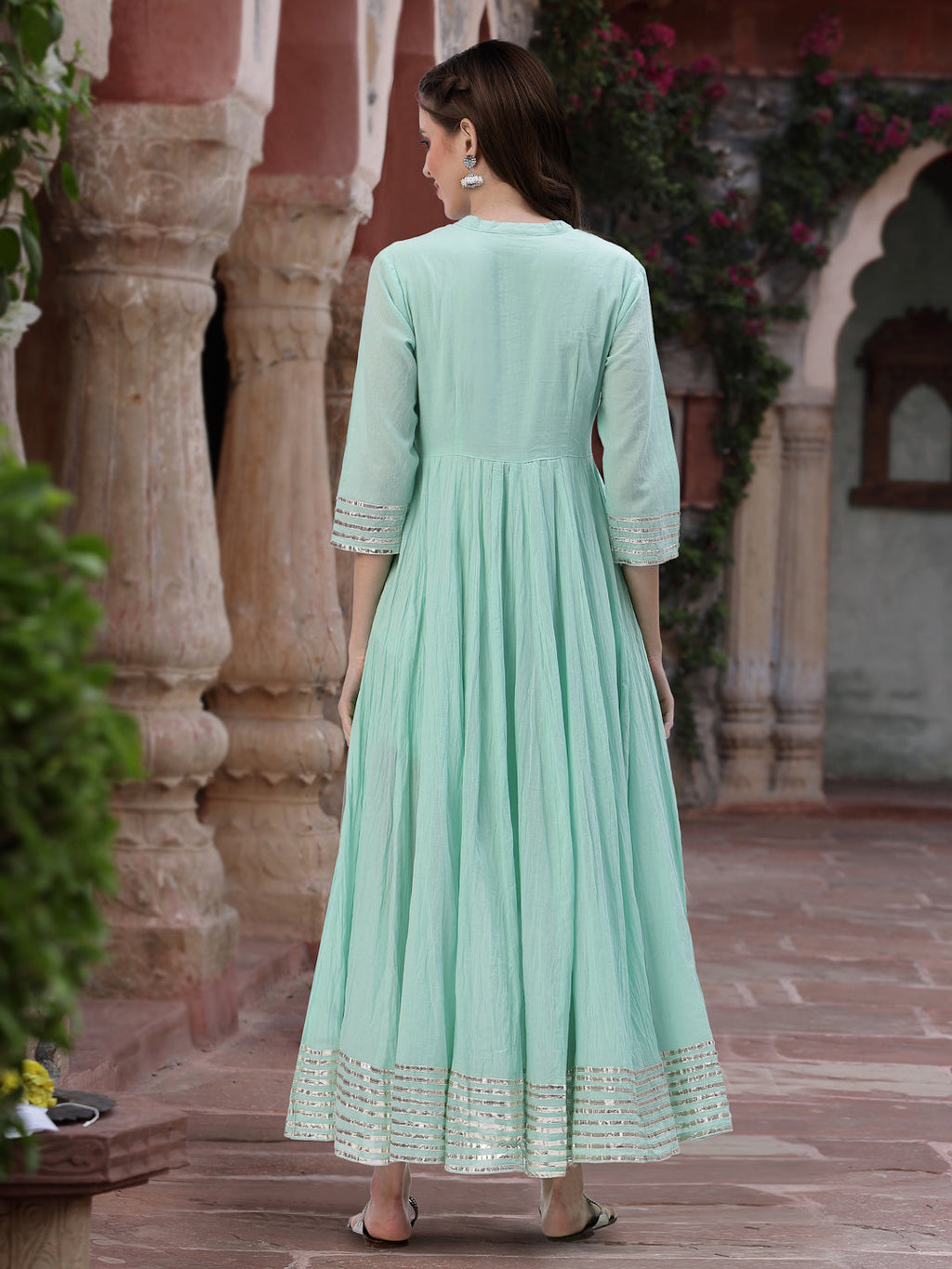 Juniper Women Sky Blue Cotton Solid Flared Dress | Grocsy