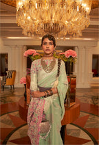 Monjolika Fashion Light Green Color Handloom Weaving Silk Work Saree With Blouse | Grocsy