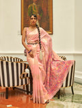Monjolika Fashion Light Pink Color Handloom Weaving Silk Work Saree With Blouse | Grocsy