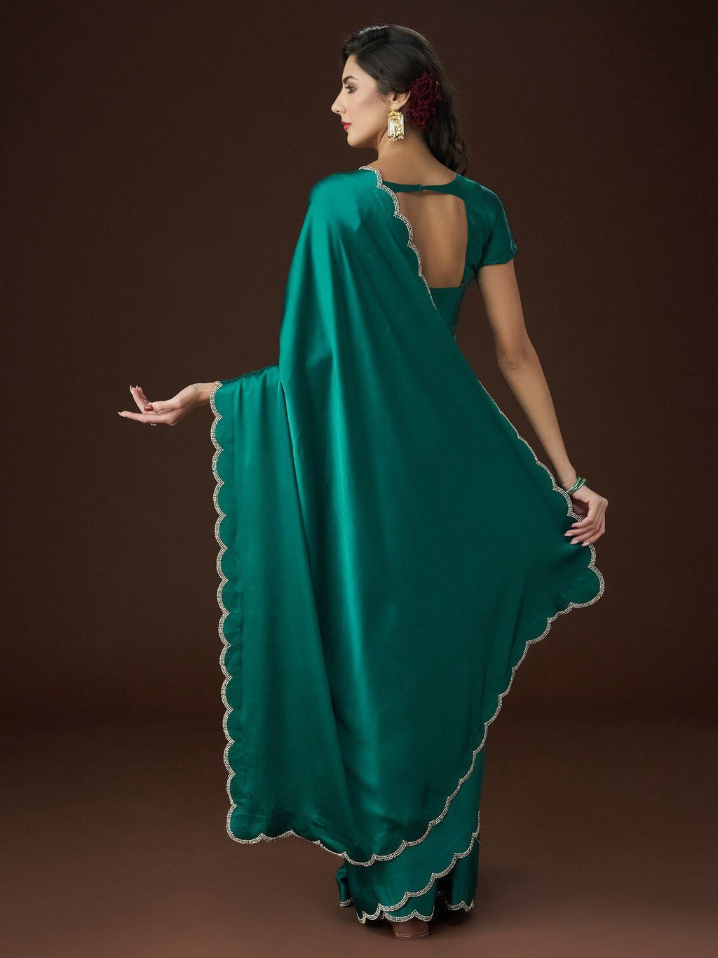 kasee Embellished Satin Saree | Grocsy