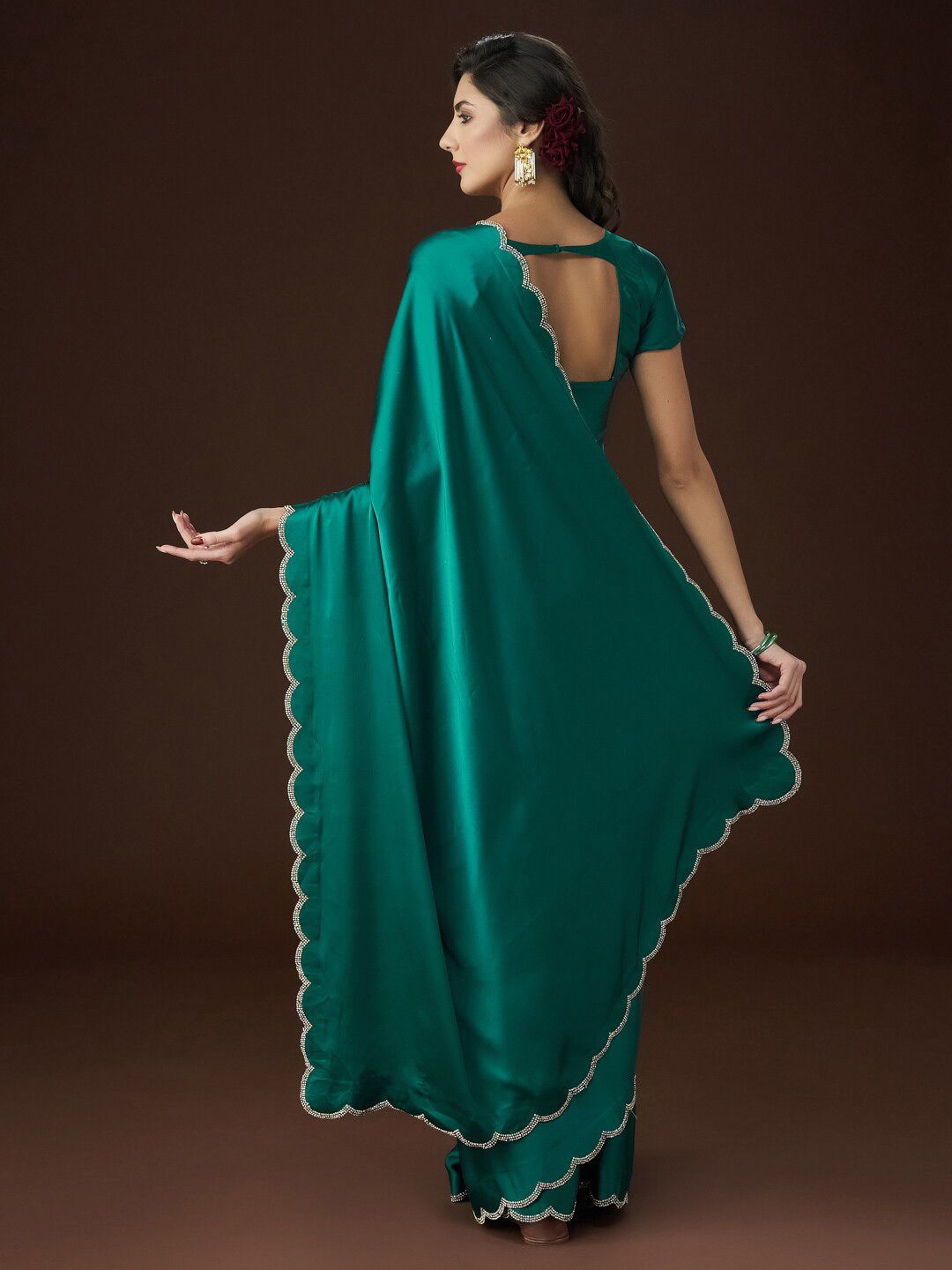 kasee Embellished Satin Saree | Grocsy