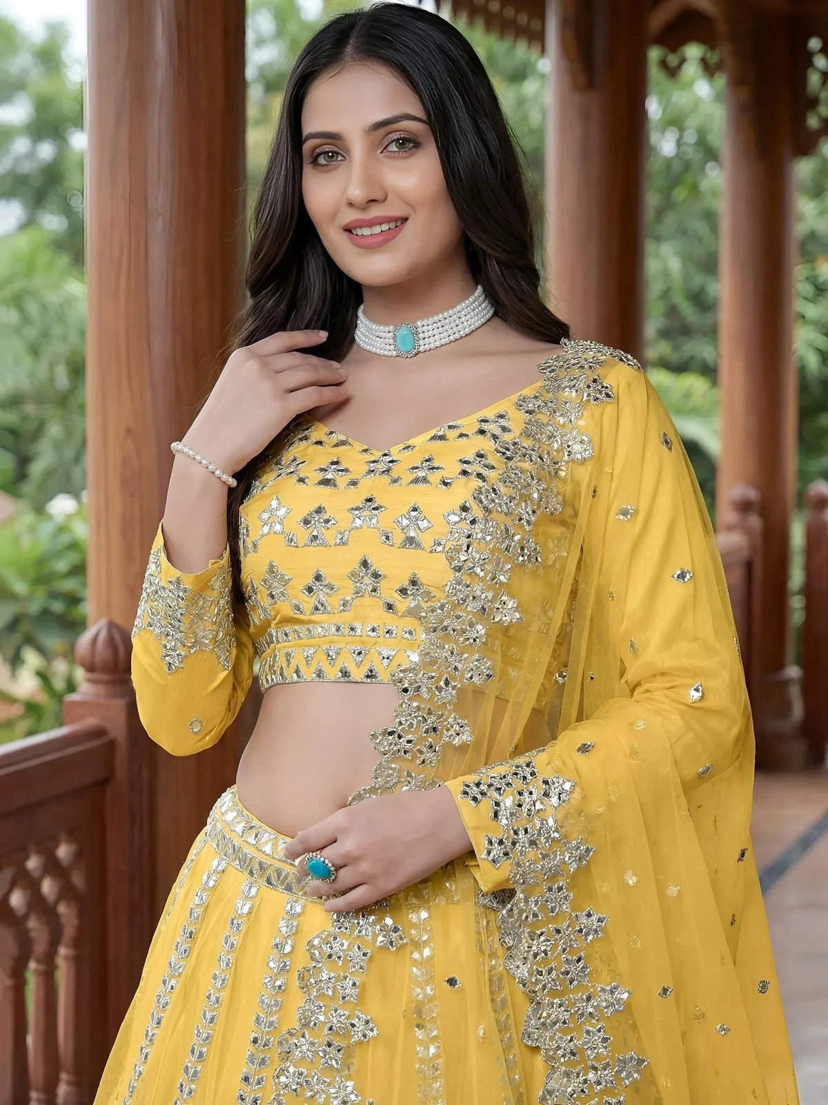 Tulsi Art Captivating Yellow Foil Work Net Sangeet Wear Lehenga Choli | Grocsy