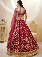 Tulsi Art Charismatic Red Zari Work Art Silk Wedding Wear Lehenga Choli | Grocsy