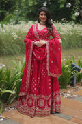Vedant Vastram Heavy Sequins & Thread Embroidered Work Rangoli Silk Lehenga Choli With Blouse & Dupatta - Pink | Grocsy