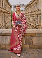 Monjolika Fashion Maroon Color Weaving Border Silk Saree With Blouse | Grocsy