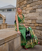 Monjolika Fashion Green Color Weaving Border Silk Saree With Blouse | Grocsy