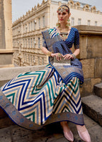 Monjolika Fashion Blue Color Weaving Border Silk Saree With Blouse | Grocsy