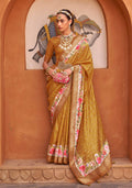 Monjolika Fashion Amber Color Digitally Printed Weaving Silk Saree With Blouse | Grocsy