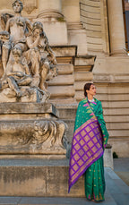 Monjolika Fashion Teal Color Silk Women'S Traditional Saree | Grocsy