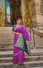 Monjolika Fashion Purple Color Silk Women'S Traditional Saree | Grocsy