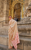Monjolika Fashion Beige Color Silk Women'S Traditional Saree | Grocsy