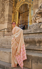 Monjolika Fashion Beige Color Silk Women'S Traditional Saree | Grocsy