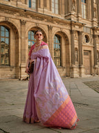 Monjolika Fashion Light Lavender Soft Silk Ceremonial Designer Saree | Grocsy