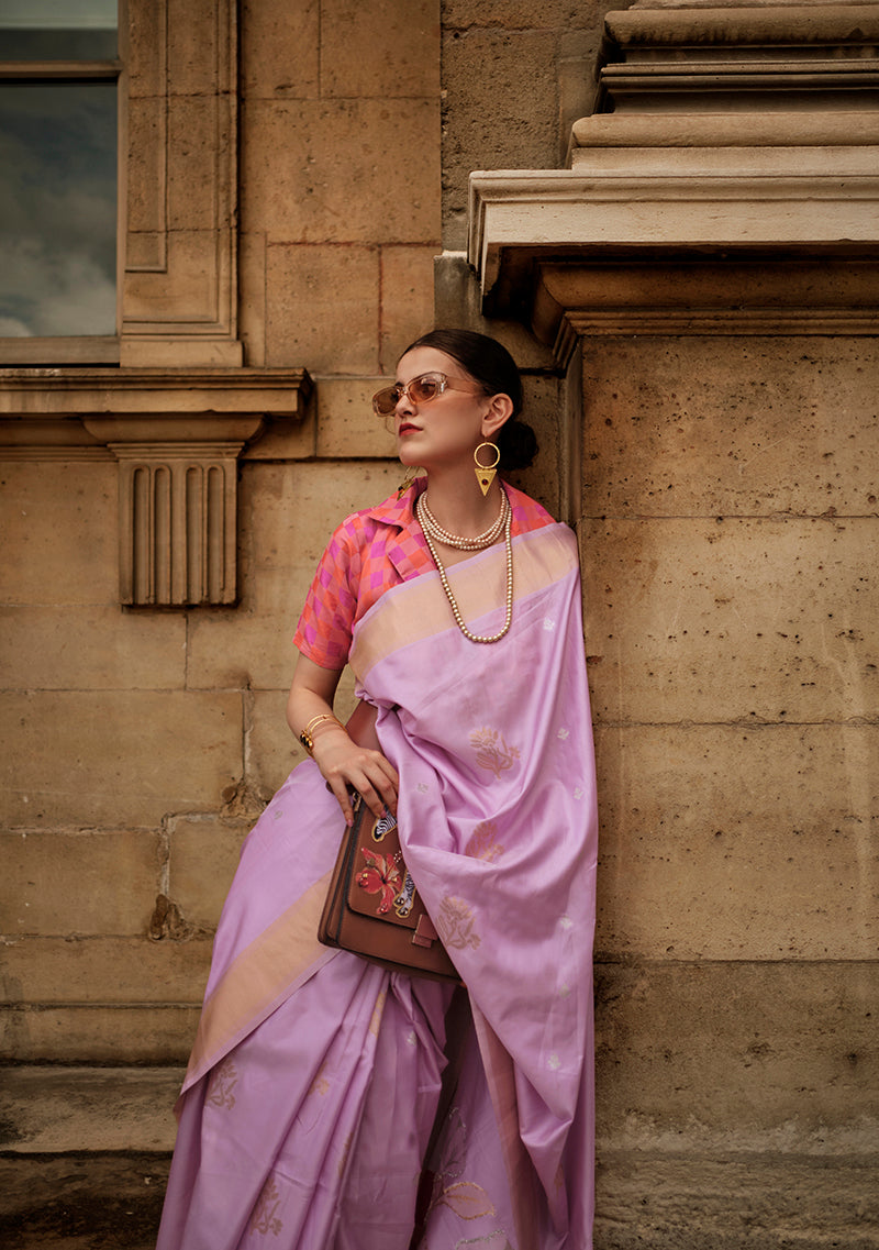 Monjolika Fashion Light Lavender Soft Silk Ceremonial Designer Saree | Grocsy