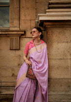 Monjolika Fashion Light Lavender Soft Silk Ceremonial Designer Saree | Grocsy