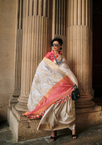 Monjolika Fashion Off White Soft Silk Ceremonial Designer Saree | Grocsy