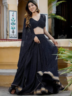 Tulsi Art Captivating Black Laheriya Print Georgette Wedding Lehenga Choli | Grocsy