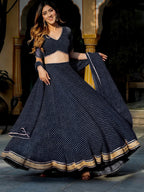 Tulsi Art Captivating Black Laheriya Print Georgette Wedding Lehenga Choli | Grocsy