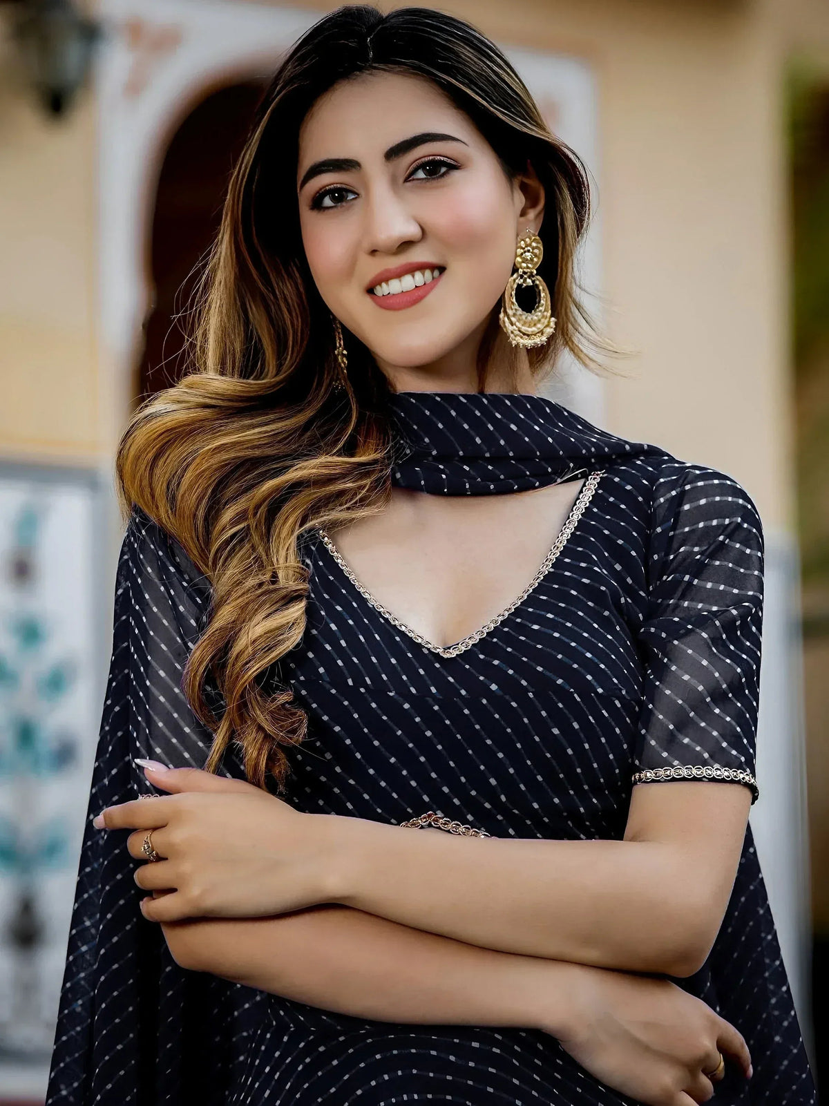 Tulsi Art Captivating Black Laheriya Print Georgette Wedding Lehenga Choli | Grocsy