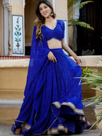 Tulsi Art Gorgeous Blue Leheriya Print Georgette Wedding Wear Lehenga Choli | Grocsy