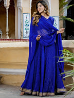 Tulsi Art Gorgeous Blue Leheriya Print Georgette Wedding Wear Lehenga Choli | Grocsy