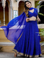 Tulsi Art Gorgeous Blue Leheriya Print Georgette Wedding Wear Lehenga Choli | Grocsy
