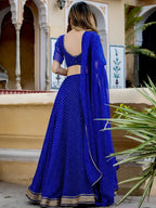 Tulsi Art Gorgeous Blue Leheriya Print Georgette Wedding Wear Lehenga Choli | Grocsy