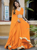 Tulsi Art Pretty Orange Leheriya Print Georgette Wedding Lehenga Choli | Grocsy