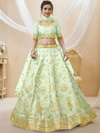 Tulsi Art Mesmerizing Pista Embroidered Art Silk Reception Wear Lehenga Choli | Grocsy