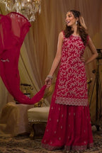 Anaita Red Georgette Suit with Embroidery & Sequence Work | Grocsy