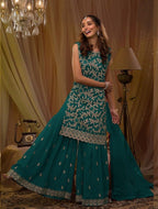Anaita T Green Georgette Suit with Embroidery & Sequence Work | Grocsy