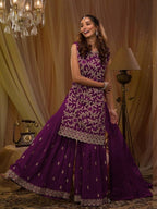 Anaita Purple Georgette Suit with Embroidery & Sequence Work | Grocsy