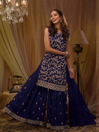 Anaita Violet Georgette Suit with Embroidery & Sequence Work | Grocsy