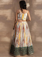 Tulsi Art Enchanting White & Green Sequins Chinon Festival Wear Lehenga Choli | Grocsy