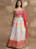 Tulsi Art Fascinating White & Pink Zari Work Chinon Event Wear Lehenga Choli | Grocsy