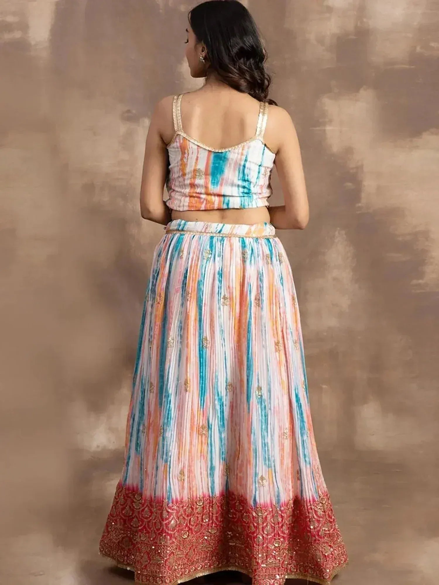 Tulsi Art Fascinating White & Pink Zari Work Chinon Event Wear Lehenga Choli | Grocsy