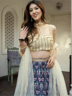 Tulsi Art Beautiful Navy Blue Digital Printed Art Silk Reception Wear Lehenga Choli | Grocsy