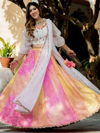 Tulsi Art Pretty Multicolor Leheriya Printed Art Silk Sangeet Wear Lehenga Choli | Grocsy