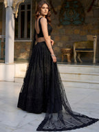 Tulsi Art Gorgeous Black Embroidered Net Reception Wear Lehenga Choli | Grocsy