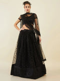 Tulsi Art Ravishing Black Sequins Net Reception Wear Lehenga Choli With Dupatta | Grocsy