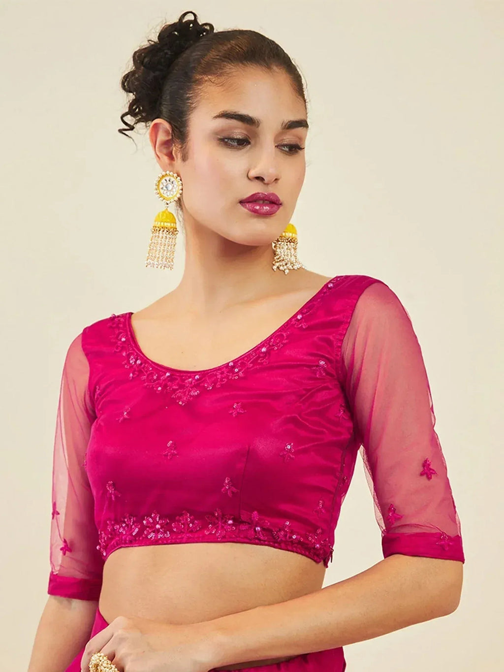 Tulsi Art Gorgeous Pink Sequins Net Party Wear Lehenga Choli With Dupatta | Grocsy
